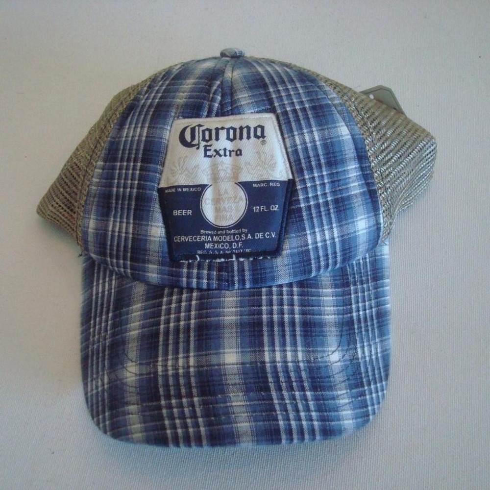 CORONA BEER PLAID HAT CAP VINTAGE 00S Y2K X1